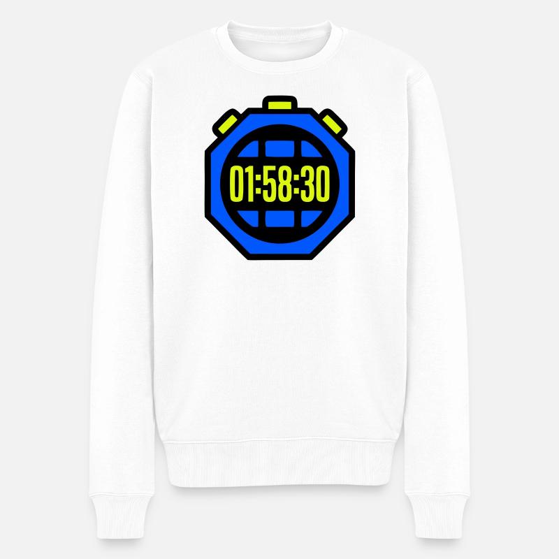 Chronomètre Meilleur Temps Semi-marathon - Pull Premium bio Homme - blanc