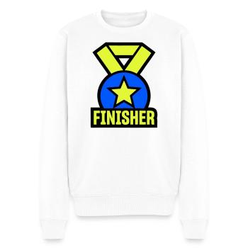 Stolzer Finisher Medaille Stern - Männer Premium Bio Pullover - Weiß - Vorne - Thijin (182cm)