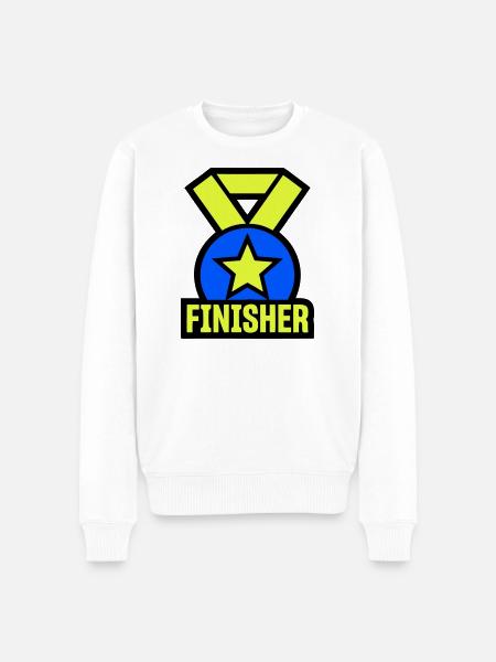 Stolzer Finisher Medaille Stern - Männer Premium Bio Pullover - Weiß
