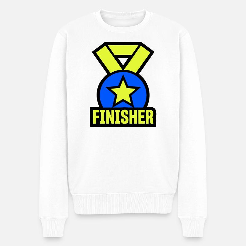 Stolzer Finisher Medaille Stern - Männer Premium Bio Pullover - Weiß