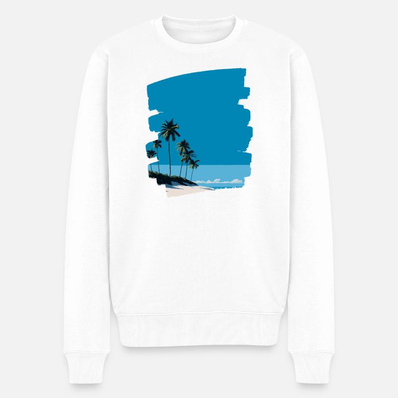 Palmiers de mer de plage - Pull Premium bio Homme - blanc