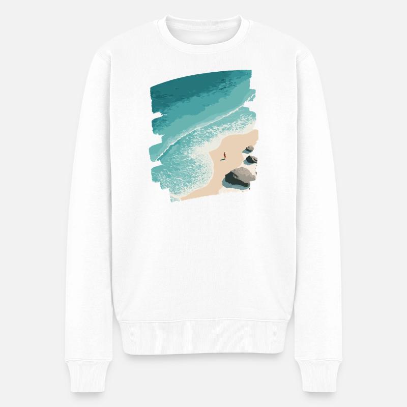 Strand Meer Palmen - Männer Premium Bio Pullover - Weiß