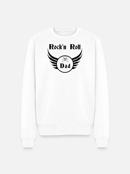 Dad Rock and Roll Skull Wings - Men's Premium Organic Jumper - white