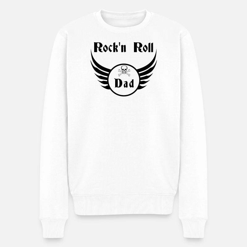 Dad Rock and Roll Skull Wings - Männer Premium Bio Pullover - Weiß