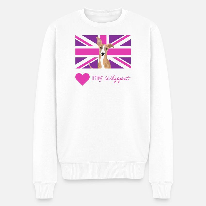 PURPLEWHIPPET (Pink) - Männer Premium Bio Pullover - Weiß