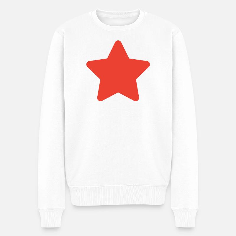 Roter Stern Minimal Grafik - Männer Premium Bio Pullover - Weiß