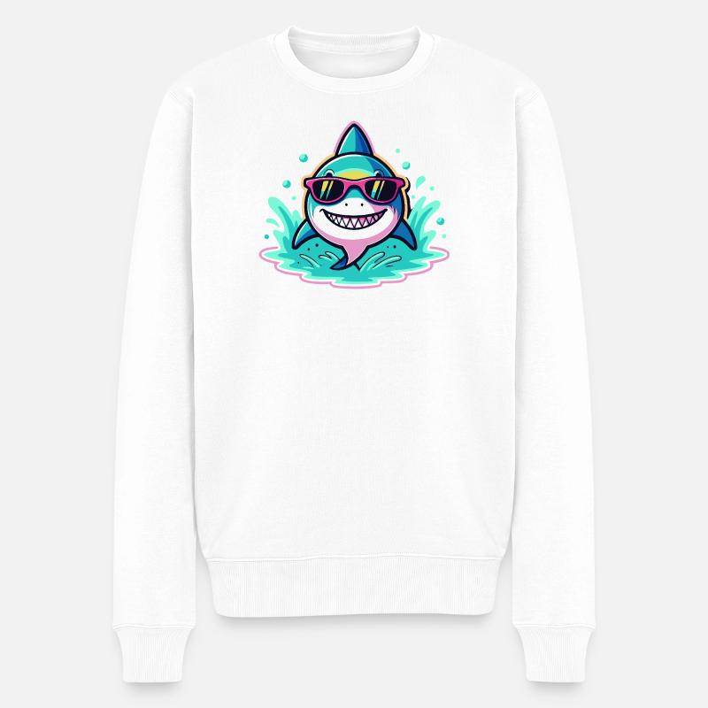 Shark Sunglasses Surf Fun - Männer Premium Bio Pullover - Weiß