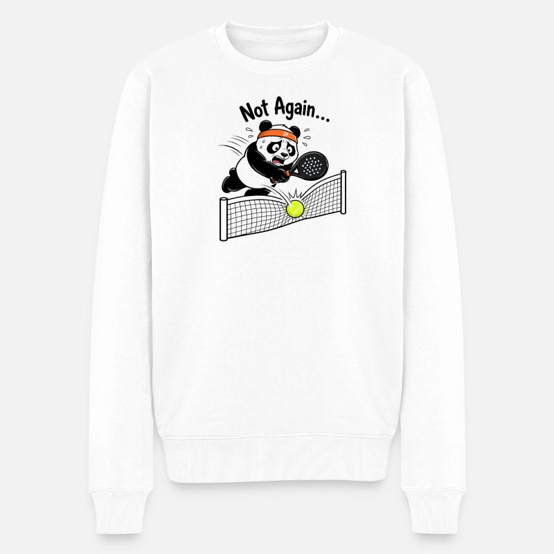 Panda Tennis – Not Again - Männer Premium Bio Pullover - Weiß