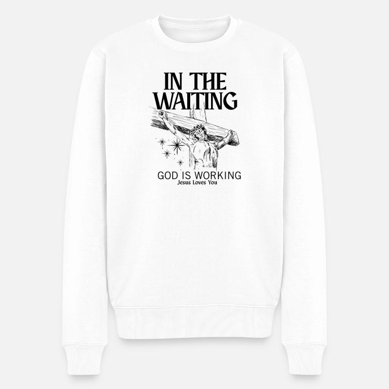 Dieu est Jésus Religieux Agissant - Pull Premium bio Homme - blanc