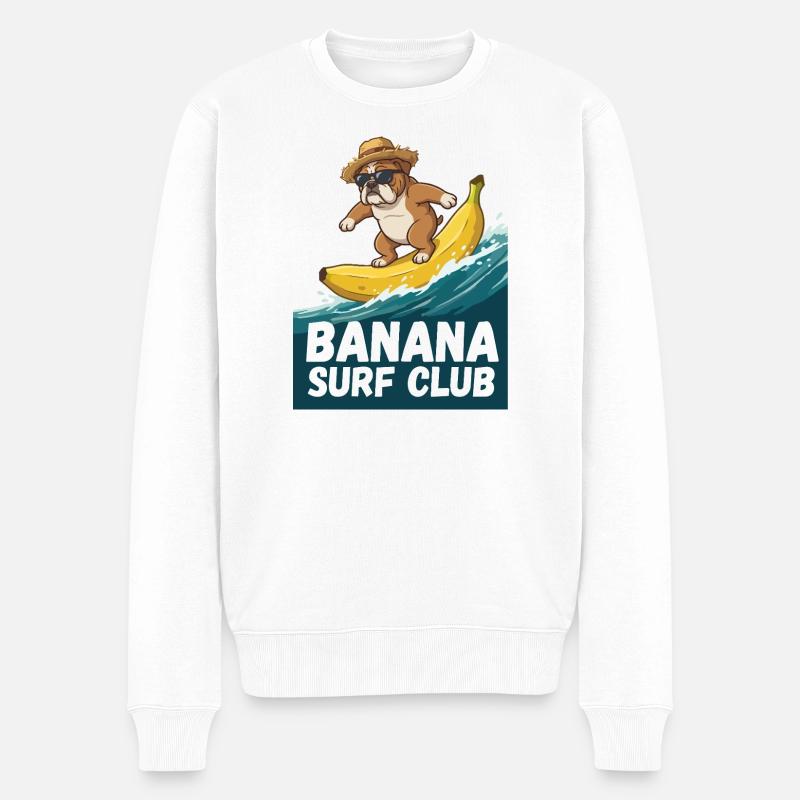 Bouledogue Surf Banane - Pull Premium bio Homme - blanc