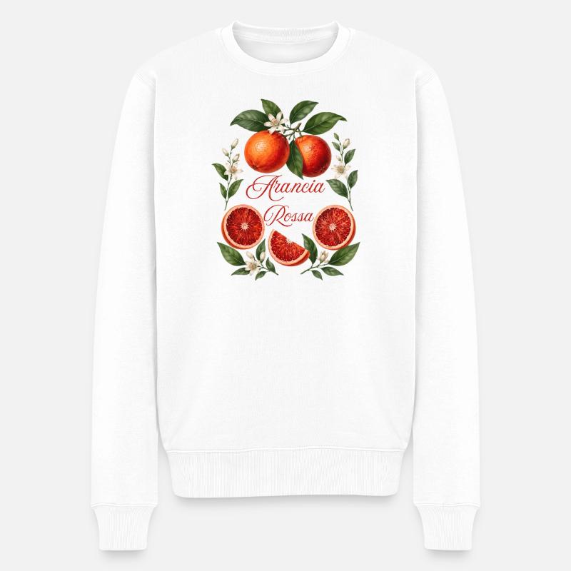 Arancia Rossa Zitrusfloral - Männer Premium Bio Pullover - Weiß