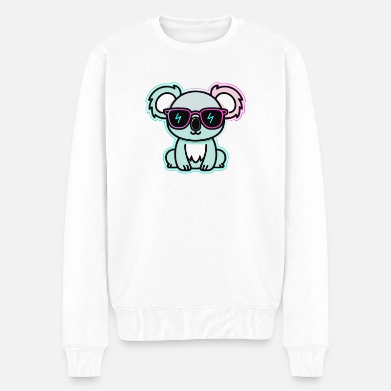 Koala néon lunettes - Pull Premium bio Homme - blanc