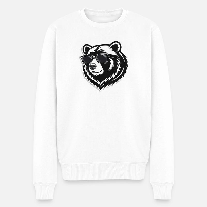 Schwarzbär-Sonnenbrille - Männer Premium Bio Pullover - Weiß