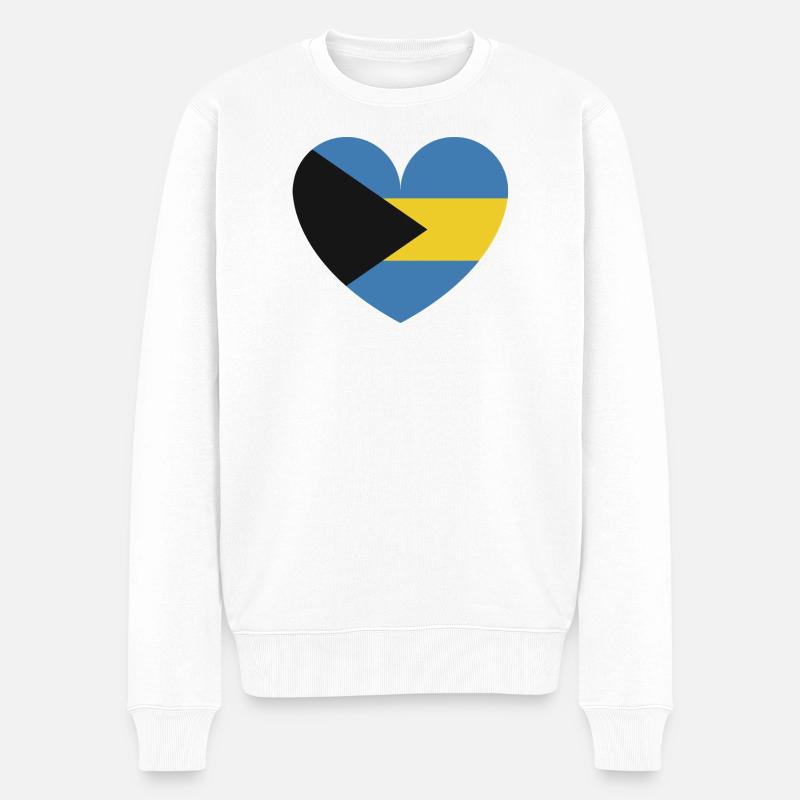 Drapeau des Bahamas du Cœur - Pull Premium bio Homme - blanc