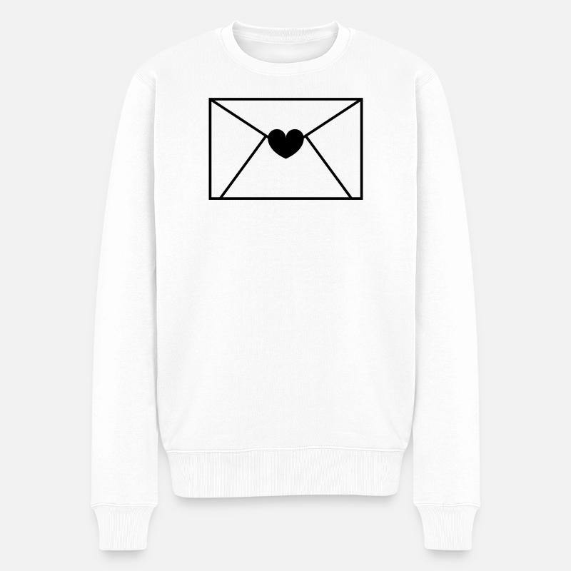 Umschlag-Herz-Brief - Männer Premium Bio Pullover - Weiß