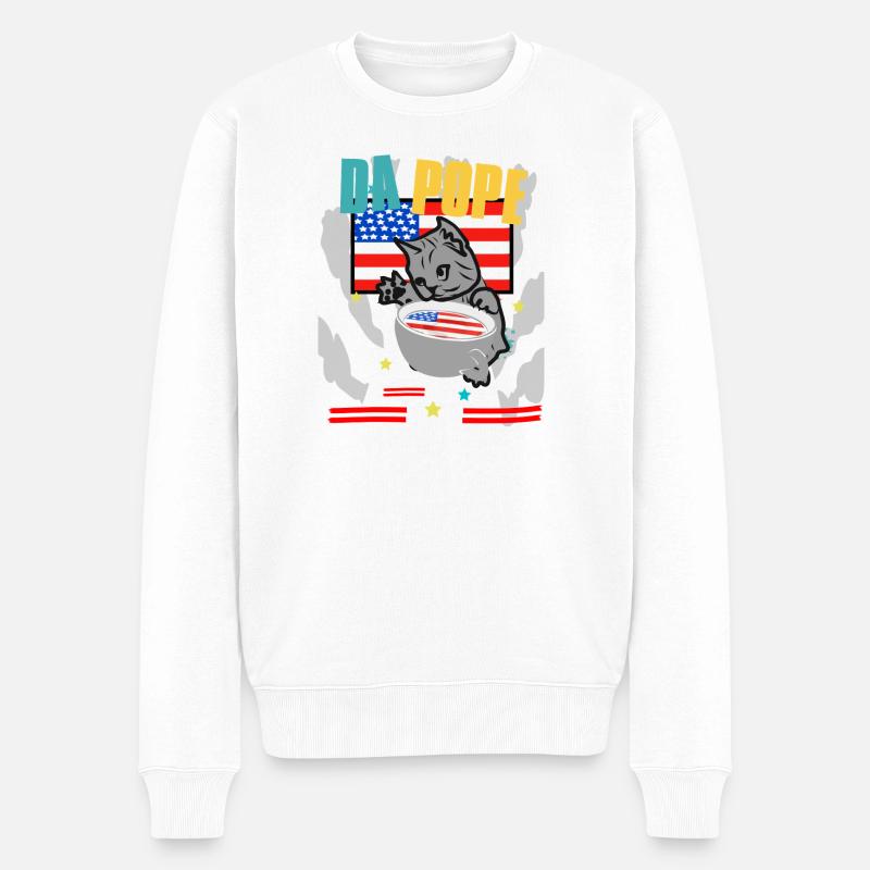 Da pape Cool cat American Flag - Pull Premium bio Homme - blanc