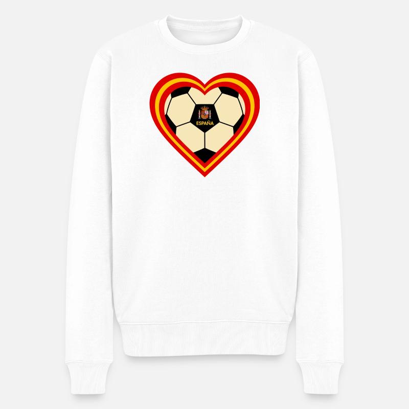 Spanien Fußballherz - Männer Premium Bio Pullover - Weiß