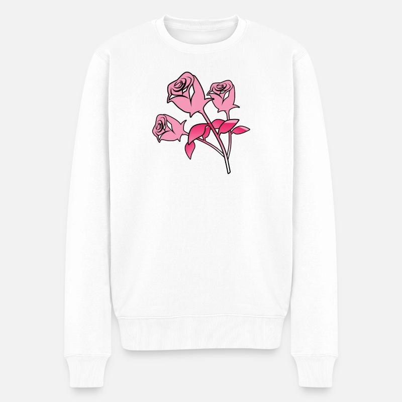 Rosen - Männer Premium Bio Pullover - Weiß