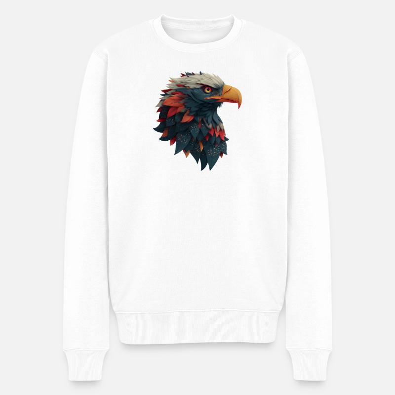 Powerful Eagle Head, Strong, Determined Gift - Men's Premium Organic Jumper - white
