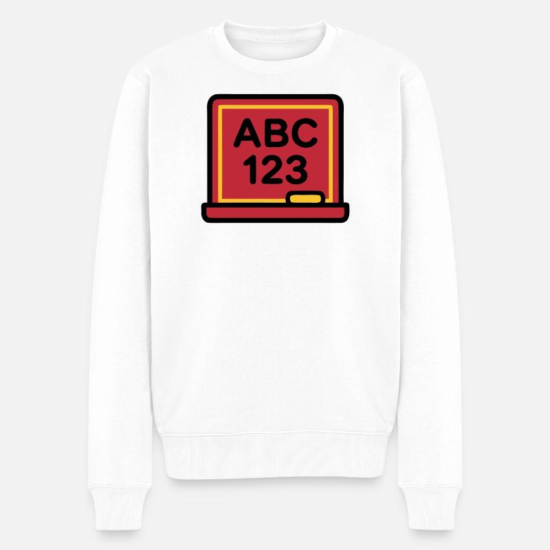 Inscription scolaire Blackboard ABC 123 - Pull Premium bio Homme - blanc
