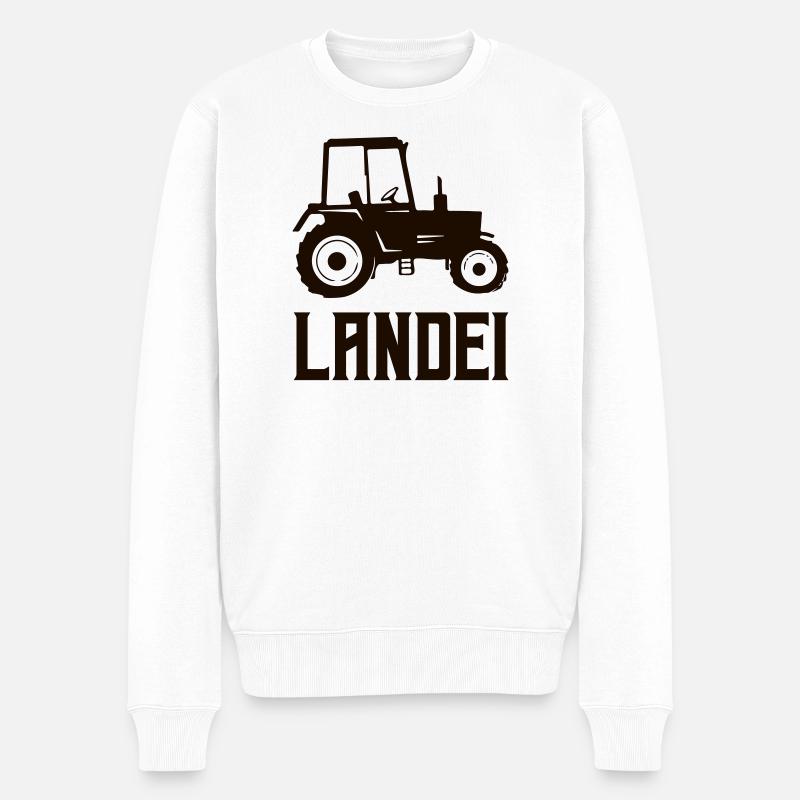 Traktor Silhouette Landei - Männer Premium Bio Pullover - Weiß