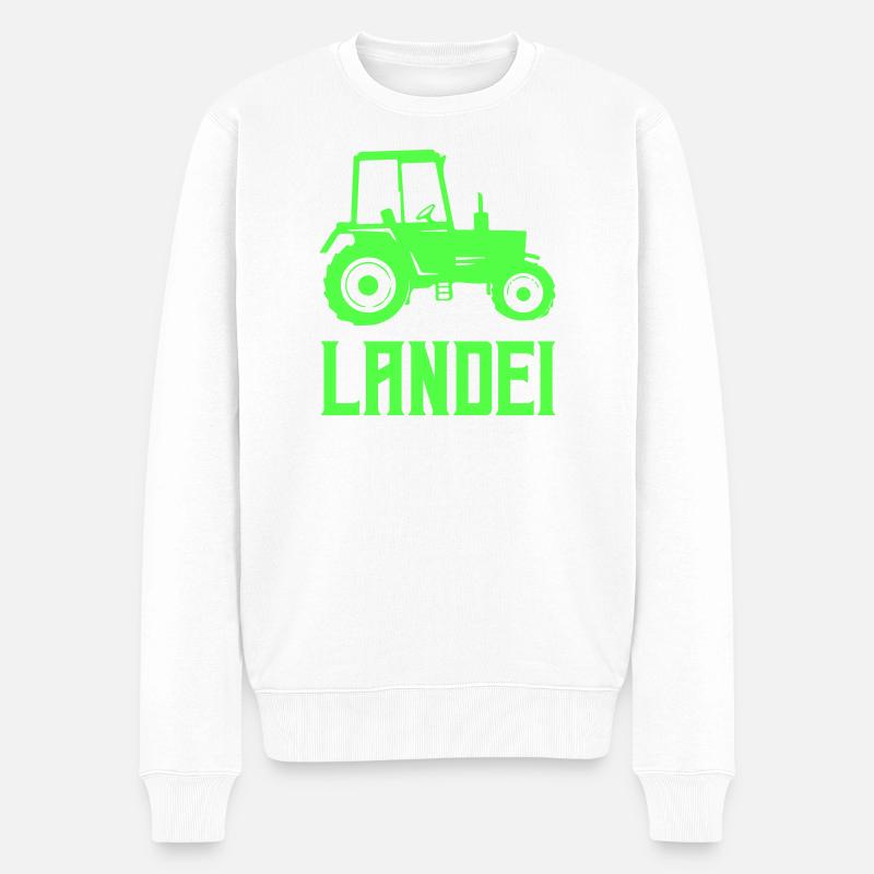 Traktor Silhouette Landei - Männer Premium Bio Pullover - Weiß