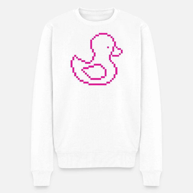 Pixel Duck Pink Pattern - Men's Premium Organic Jumper - white