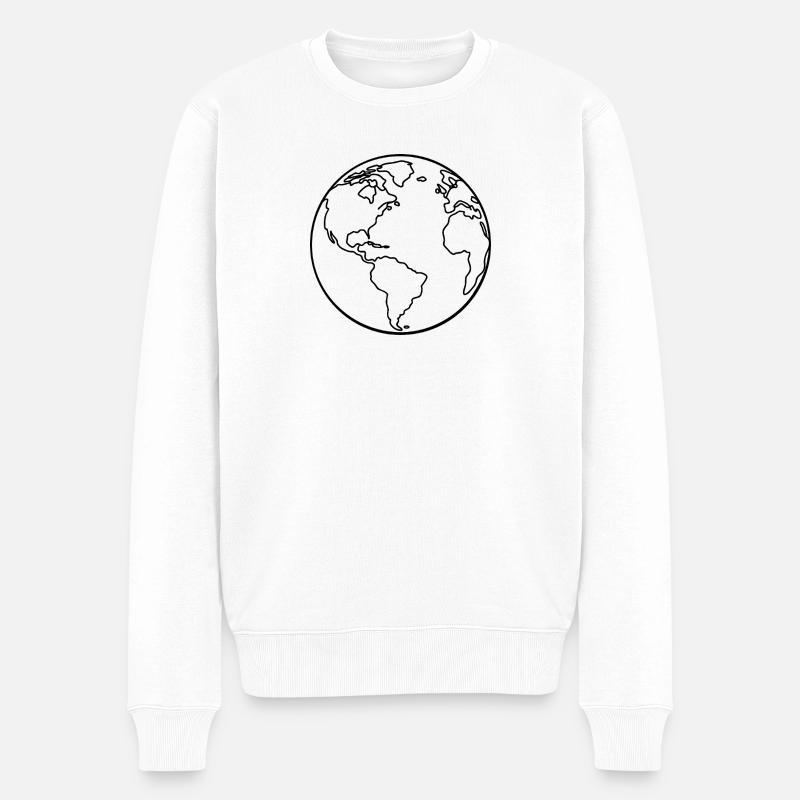 Erdumriss - Männer Premium Bio Pullover - Weiß