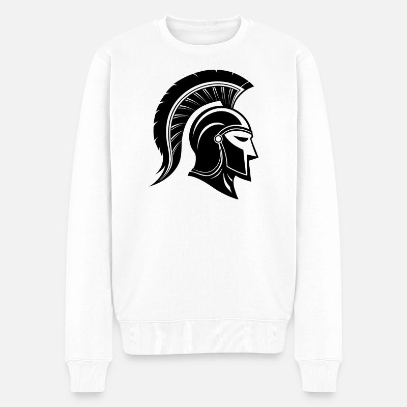 Spartanischer Helm - Männer Premium Bio Pullover - Weiß