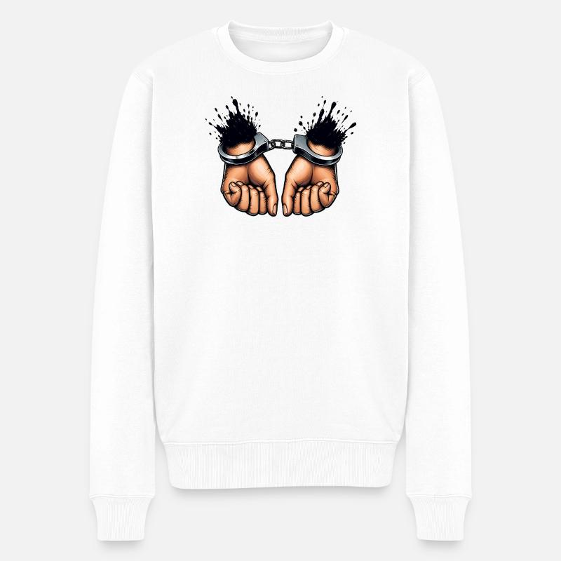 Gefesselte Hände Rebellion Design - Männer Premium Bio Pullover - Weiß