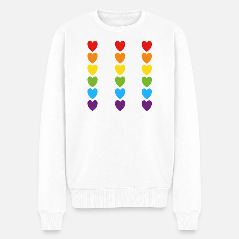Stolz Regenbogenherzen - Männer Premium Bio Pullover - Weiß
