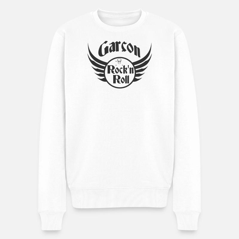 Boy Rock and Roll Skull Wings - Männer Premium Bio Pullover - Weiß
