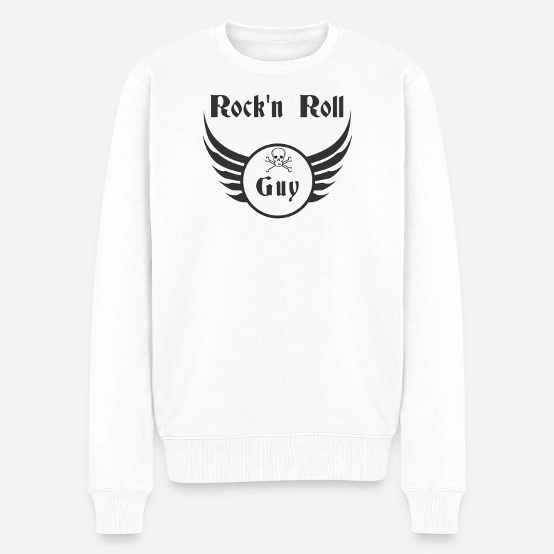 Guy Rock and Roll Skull Wings - Männer Premium Bio Pullover - Weiß