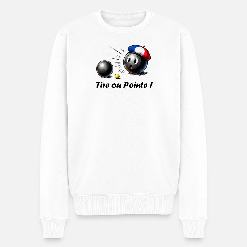 Boule de pétanque Français avec Béret - Pull Premium bio Homme - blanc