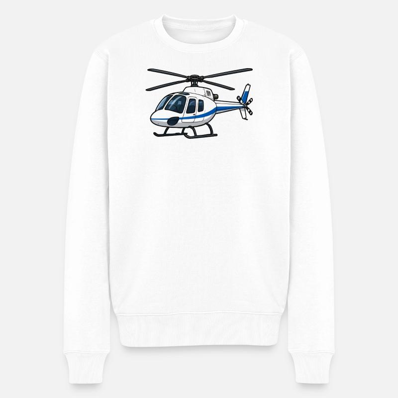 Helikopter Blau Weiß Illustration - Männer Premium Bio Pullover - Weiß