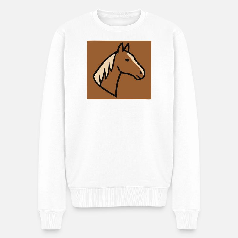 Pferd Profil Kopf Natur - Männer Premium Bio Pullover - Weiß