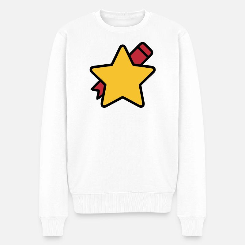Stern Stift Schule Lehrer - Männer Premium Bio Pullover - Weiß