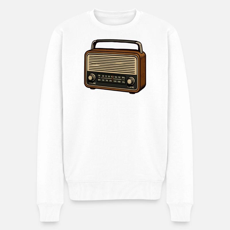 Retro-Radio Illustration - Männer Premium Bio Pullover - Weiß