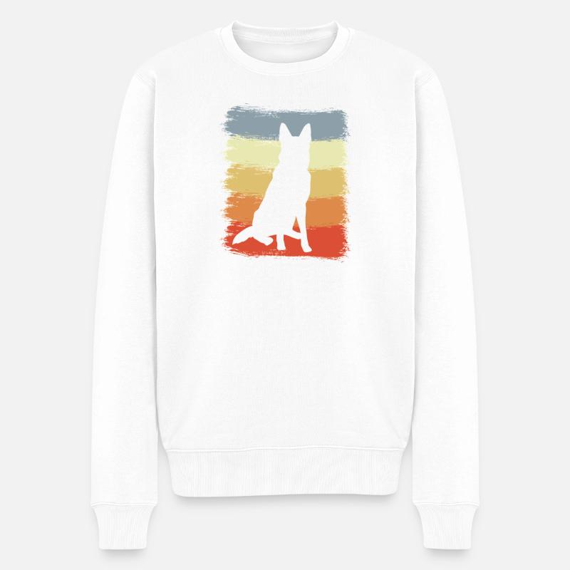 Retro Deutscher Schäferhund - Männer Premium Bio Pullover - Weiß