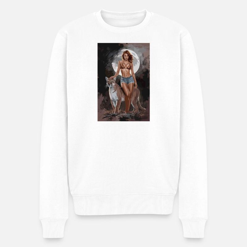 Marcheur de la Lune - Pull Premium bio Homme - blanc