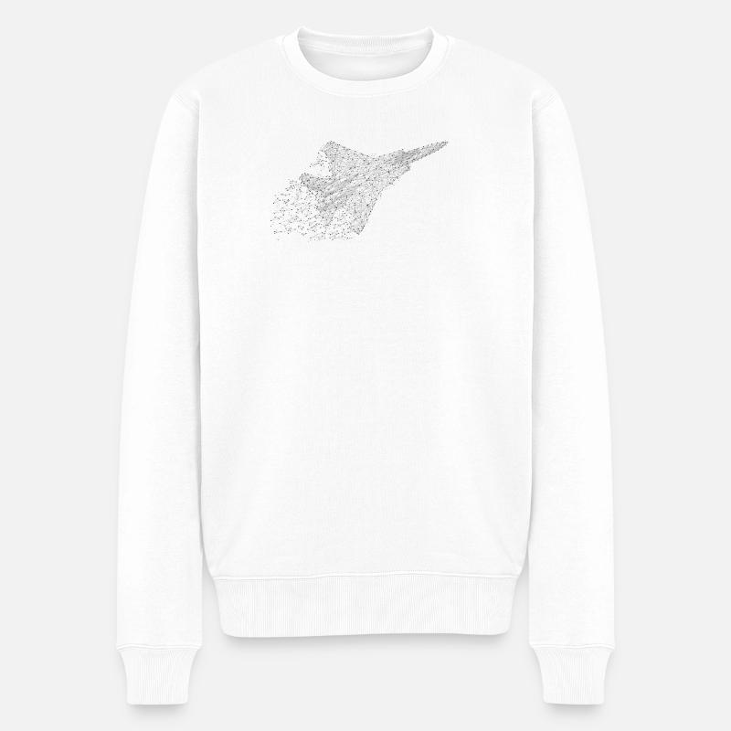 Kampfjet in Low-Poly-Optik - Männer Premium Bio Pullover - Weiß