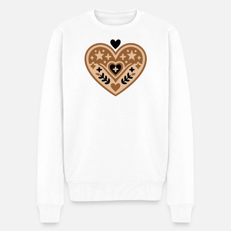 Lebkuchenherz Tracht Volksfest - Männer Premium Bio Pullover - Weiß