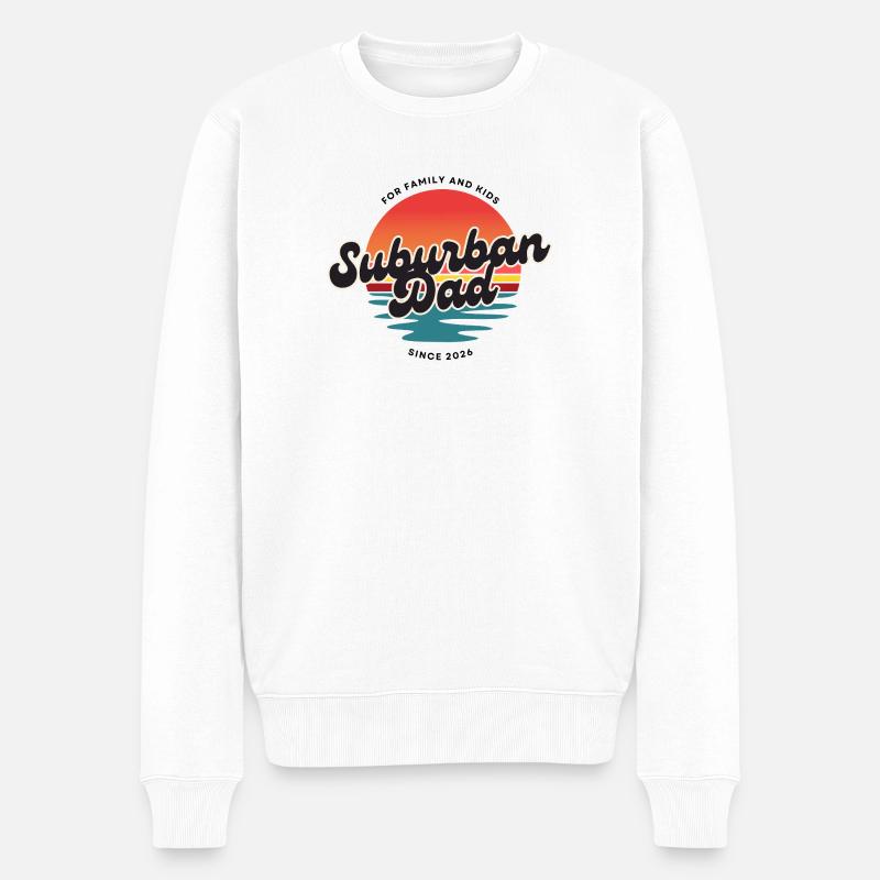 Logo rétro du Papa de banlieue - Pull Premium bio Homme - blanc