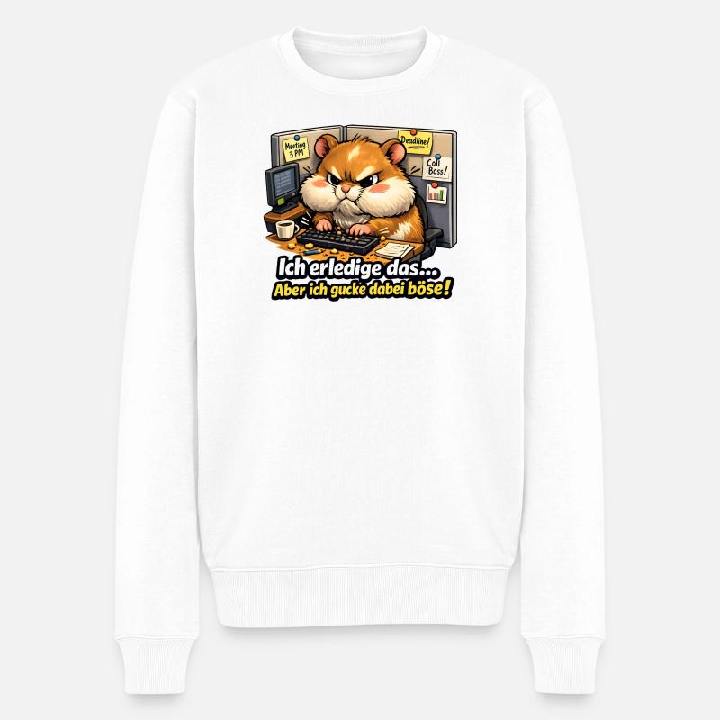 Bürohamster Ich erledige das Meme - Männer Premium Bio Pullover - Weiß