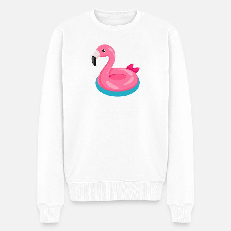 Flamingo-Schwimmschwimmer - Männer Premium Bio Pullover - Weiß