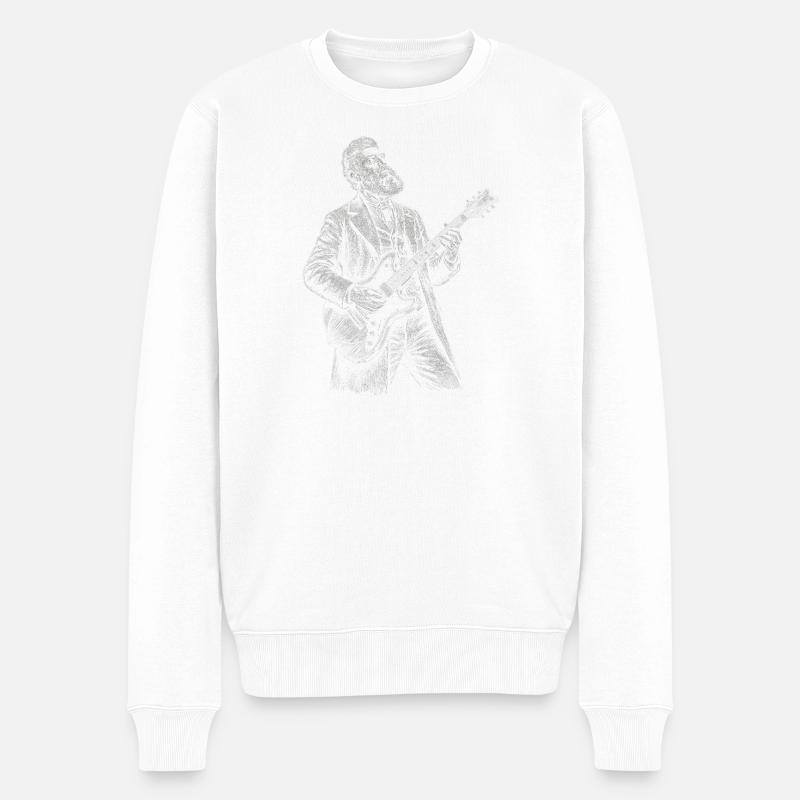 John Brown joue de la guitare - Pull Premium bio Homme - blanc