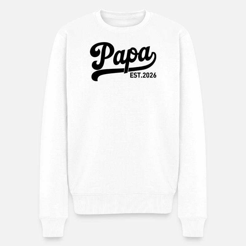 Papa EST 2026 Script Logo - Men's Premium Organic Jumper - white