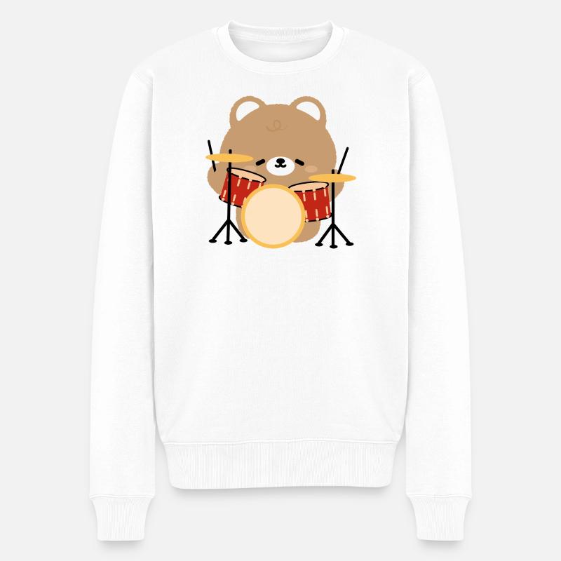 Bear Drummer Pop Art - Pull Premium bio Homme - blanc
