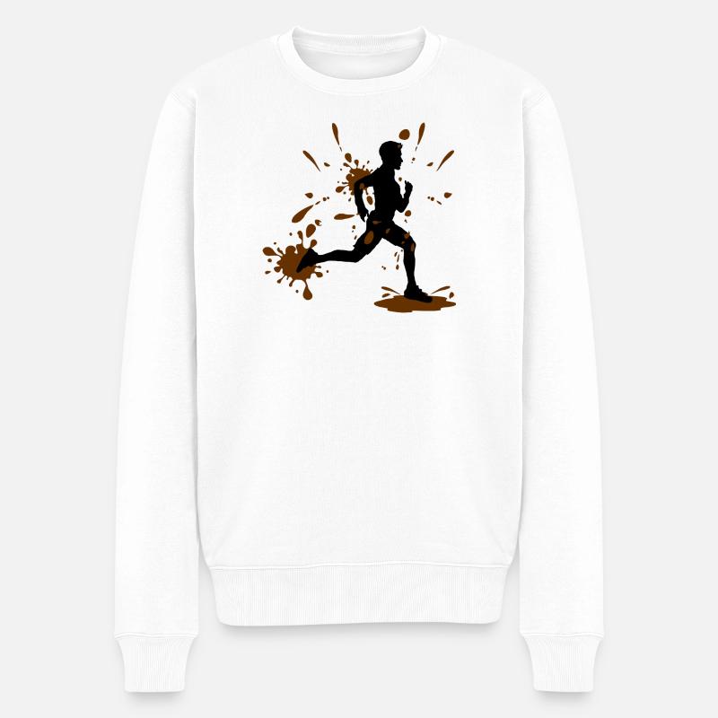 Mud Run Man – Défi Modder Runner - Pull Premium bio Homme - blanc