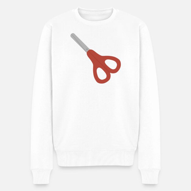 Rote Schere-Ikone - Männer Premium Bio Pullover - Weiß